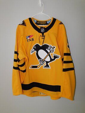 Ryan Shea game worn Pittsburgh Penguins 2025-26 alternate yellow Fanatics jersey